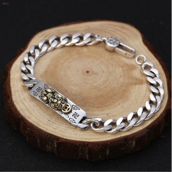 s925 sterling silver jewelry six character truth men's simple wrist chain trend thai silver recruiting money bracelet for men, Black
s925 sterling silver jewelry six character truth men's simple wrist chain trend thai silver recruiting money bracelet for men, Black