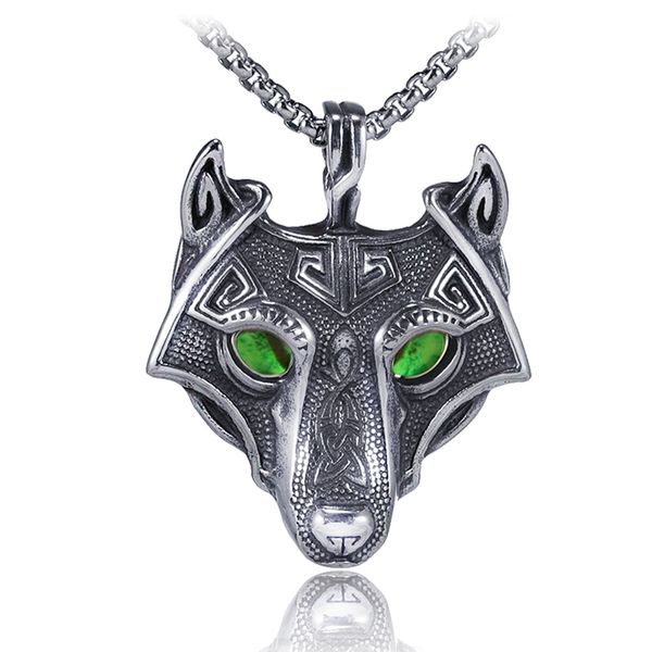 european and american hip hop halloween green eye wolf head pendant fashion rock tide male stainless steel necklace 9-x00041, Silver
european and american hip hop halloween green eye wolf head pendant fashion rock tide male stainless steel necklace 9-x00041, Silver