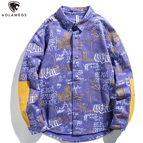 men's casual shirts aolamegs retro knitted patchwork color fashion streetwear embroidered long sleeve harajuku autumn coat, White;black 
men's casual shirts aolamegs retro knitted patchwork color fashion streetwear embroidered long sleeve harajuku autumn coat, White;black
