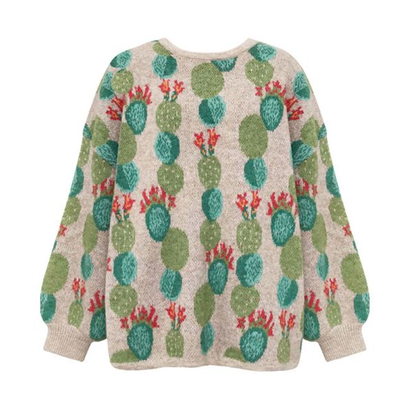 perhaps u green cactus print long sweater knitted pullovers long sleeve loose autumn winter m0379, White;black
perhaps u green cactus print long sweater knitted pullovers long sleeve loose autumn winter m0379, White;black
