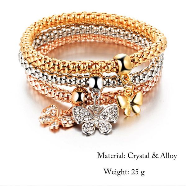 3pcs butterfly charm bracelets inside rhinestone silver elastic popcorn chain cz crystal bracelet for girlfriend women, Golden;silver
3pcs butterfly charm bracelets inside rhinestone silver elastic popcorn chain cz crystal bracelet for girlfriend women, Golden;silver