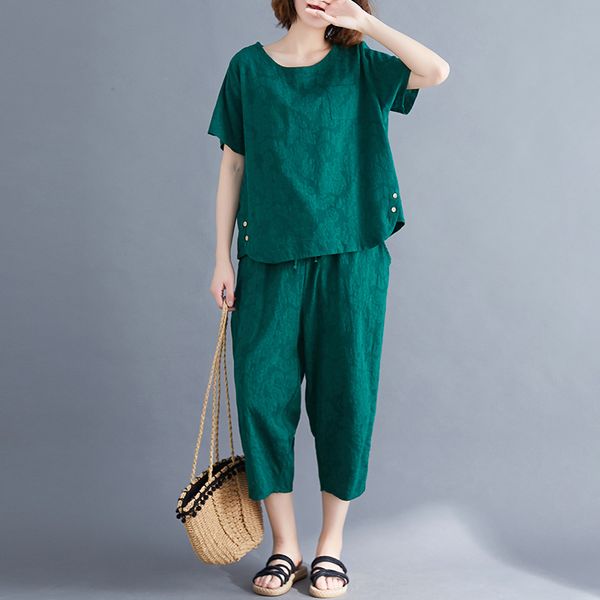 green with embroidery harlan elastic waist big yards long leisure trousers, Blue 
green with embroidery harlan elastic waist big yards long leisure trousers, Blue