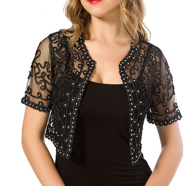 women basic coat 2020 summer style women perspective shawl fashion hollow out lace boleros short sleeve coats jackets female, Black;brown
women basic coat 2020 summer style women perspective shawl fashion hollow out lace boleros short sleeve coats jackets female, Black;brown
