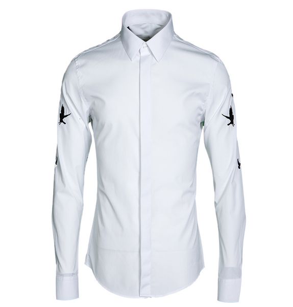 men shirt luxury birdie embroider long sleeve mens dress shirts plus size 4xl black white fashion slim fit shirts man, White;black
men shirt luxury birdie embroider long sleeve mens dress shirts plus size 4xl black white fashion slim fit shirts man, White;black