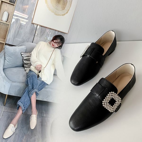 2020 new spring loafers women's flat shoes genuine leather comfortable soft rhinestone buckle casual shoes chaussures femme, Black
2020 new spring loafers women's flat shoes genuine leather comfortable soft rhinestone buckle casual shoes chaussures femme, Black