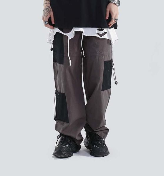 uncledonjm patchwork loose tooling straight casual pants contrasting color hip hop casual pants safari style cargo cg-2001, Black 
uncledonjm patchwork loose tooling straight casual pants contrasting color hip hop casual pants safari style cargo cg-2001, Black