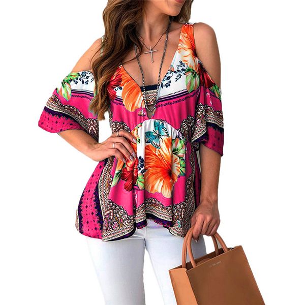 women's blouses & shirts plus size cold shoulder womens and v neck bohemian floral print long sleeve chic blusa feminina sj1633v, White
women's blouses & shirts plus size cold shoulder womens and v neck bohemian floral print long sleeve chic blusa feminina sj1633v, White