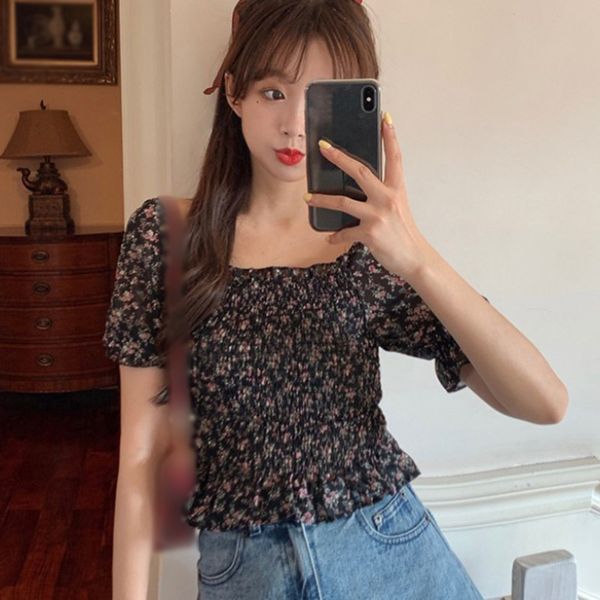 summer women girl chiffon shirt sweet bandage stretch floral print women square collar short sleeve blouse, White
summer women girl chiffon shirt sweet bandage stretch floral print women square collar short sleeve blouse, White