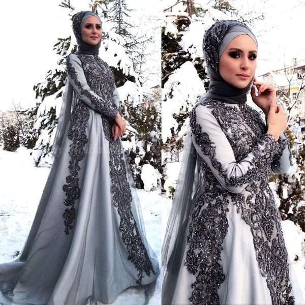 2019 grey muslim evening dresses long sleeves high neck arabic prom dress gowns in dubai appliques beaded women formal party gowns, Black;red
2019 grey muslim evening dresses long sleeves high neck arabic prom dress gowns in dubai appliques beaded women formal party gowns, Black;red