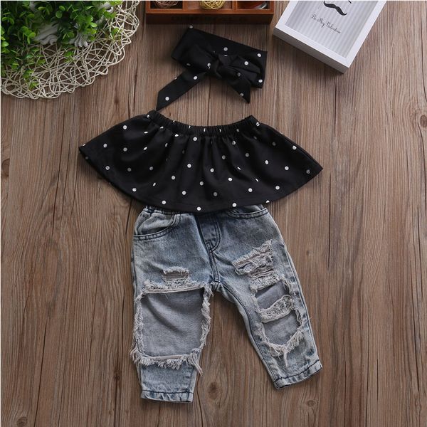 2019 summer newborn baby girls dot wrapped chest bog hole jeans pants outfits clothing set children clothes, White
2019 summer newborn baby girls dot wrapped chest bog hole jeans pants outfits clothing set children clothes, White