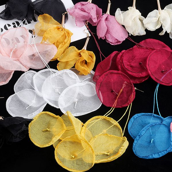 south korea immortal elegant transparent mesh lace flower multilayer earrings ins exaggeration goddess gentle long ear stud, Silver 
south korea immortal elegant transparent mesh lace flower multilayer earrings ins exaggeration goddess gentle long ear stud, Silver