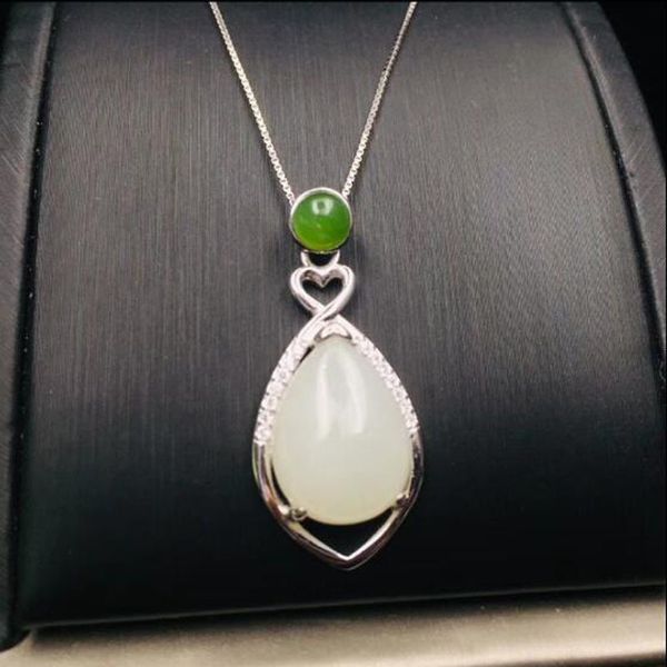 real 925 silver white hetian jade water drop lucky pendant + chain necklace for women fine jewelry
real 925 silver white hetian jade water drop lucky pendant + chain necklace for women fine jewelry