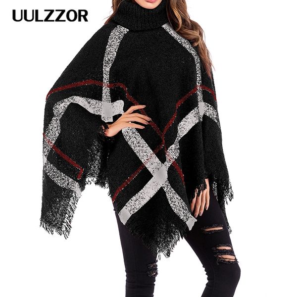 uulzzor women sweater cloak plaid tassel cloak autumn winter turtleneck batwing sleeve coat pullover knitted cotton, Black
uulzzor women sweater cloak plaid tassel cloak autumn winter turtleneck batwing sleeve coat pullover knitted cotton, Black