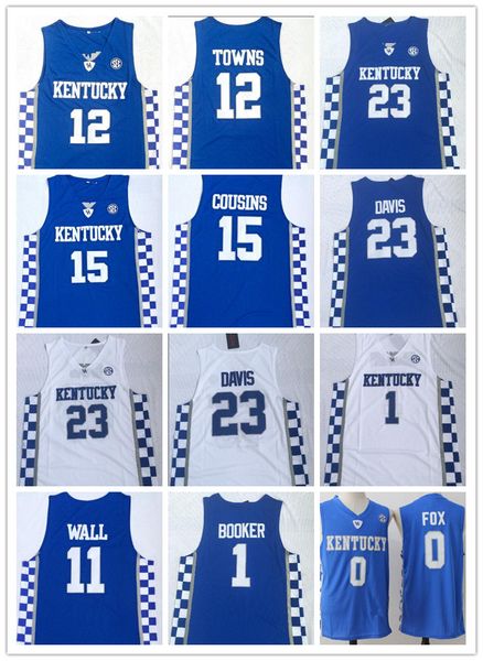 Kentucky Wildcats Basketball Jerseys Ncaa Demarcus 15 Cousins John 11 Wall Anthony 23 Davis Devin 1 Booker Karl Karl-anthony 12 Towns Jersey