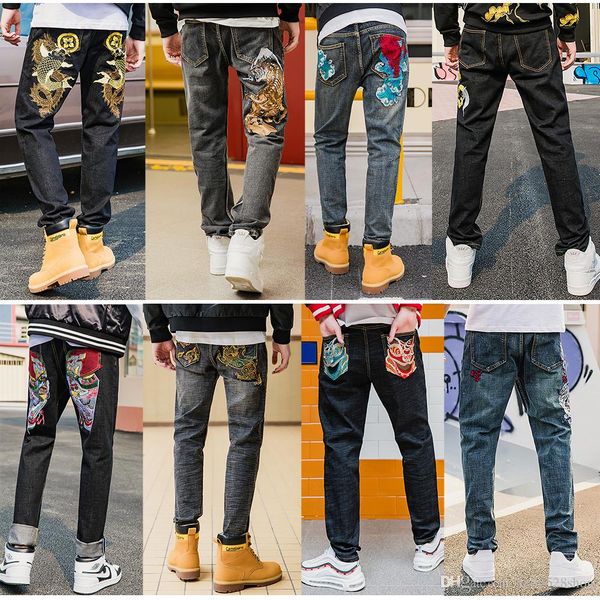 primary color workmanship embroidered jeans for men slim straight pants moto biker denim trousers variety pattern, Blue
primary color workmanship embroidered jeans for men slim straight pants moto biker denim trousers variety pattern, Blue