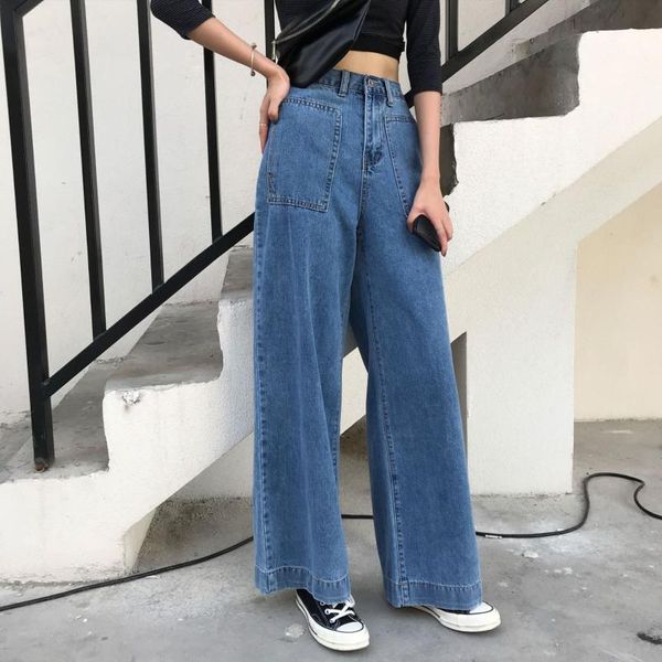 spring korean new denim high-waisted pockets faded loose harajuku wide-leg casual long pants jeans women fashion streetwear 2020, Blue
spring korean new denim high-waisted pockets faded loose harajuku wide-leg casual long pants jeans women fashion streetwear 2020, Blue