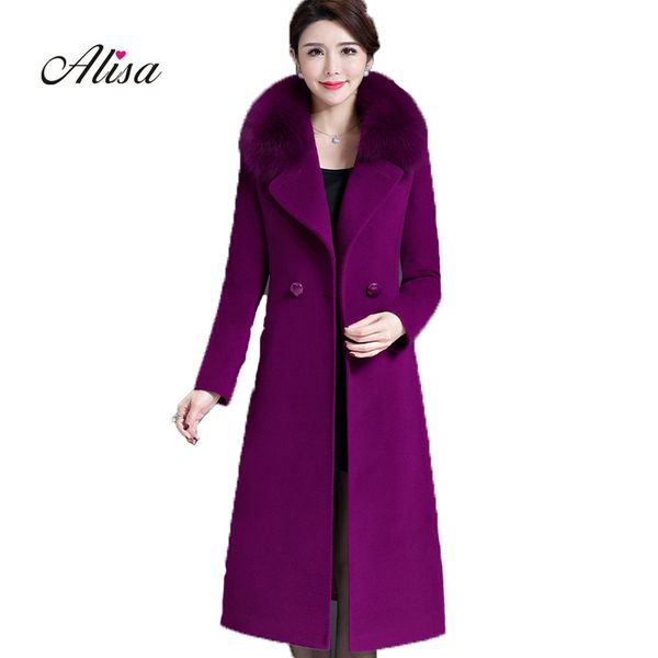 new 2018 women long wool coat fashion faux fur collar solid high-grade ladies winter coats big size woollen keep warm overcoat, Black
new 2018 women long wool coat fashion faux fur collar solid high-grade ladies winter coats big size woollen keep warm overcoat, Black