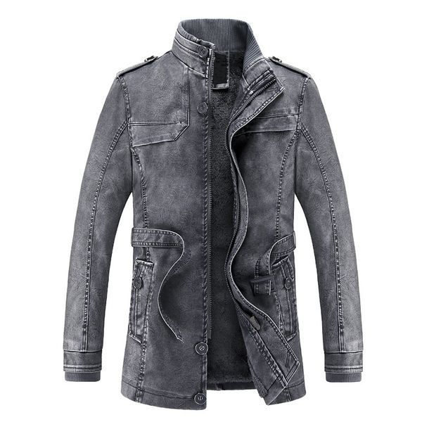 men's fur & faux locomotive washed casual fashion wild mid-length gentleman pu simulation leather jacket personality, Black
men's fur & faux locomotive washed casual fashion wild mid-length gentleman pu simulation leather jacket personality, Black