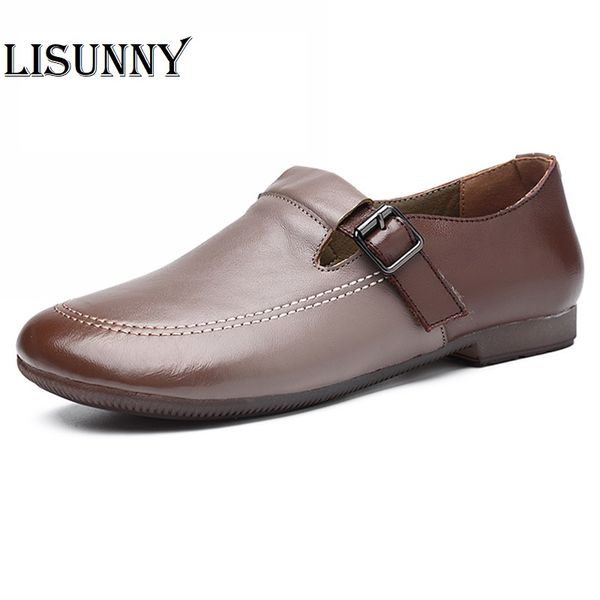 women flats shoes 2020 handmade autumn new leather soft bottom vintage breathable loafers buckle casual shoes, Black
women flats shoes 2020 handmade autumn new leather soft bottom vintage breathable loafers buckle casual shoes, Black