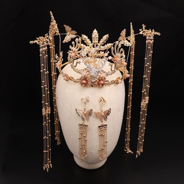 retro court chinese-style costume bridal hair accessories beaded alloy classical wedding headdress accessories, Golden;white
retro court chinese-style costume bridal hair accessories beaded alloy classical wedding headdress accessories, Golden;white