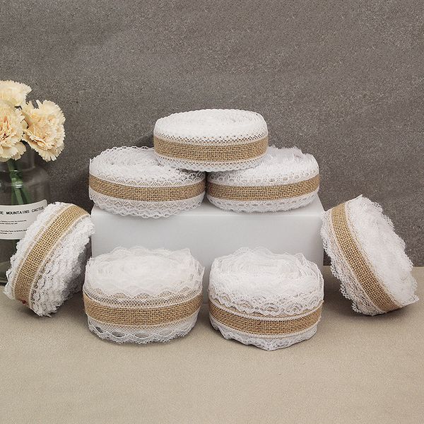 2meter 25mm jute burlap hessian ribbon with lace trim christmas party diy craft vintage rustic wedding gift packaging decoration
2meter 25mm jute burlap hessian ribbon with lace trim christmas party diy craft vintage rustic wedding gift packaging decoration