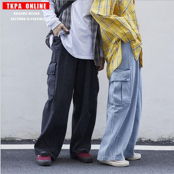 men's new popular logo multi-bag cargo wide-leg straight jeans wash water and make old baggy jeans men, Blue
men's new popular logo multi-bag cargo wide-leg straight jeans wash water and make old baggy jeans men, Blue