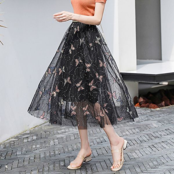 butterfly embroidered tulle mesh skirt vintage semi sheer fabric high waist pleated midi long skirts for women sequins faldas, Black
butterfly embroidered tulle mesh skirt vintage semi sheer fabric high waist pleated midi long skirts for women sequins faldas, Black