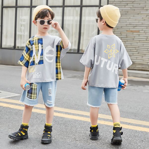 cool kids summer clothes set baby boys patchwork tshirt + denim shorts two piece clothing set new fashion children's costumes, White
cool kids summer clothes set baby boys patchwork tshirt + denim shorts two piece clothing set new fashion children's costumes, White