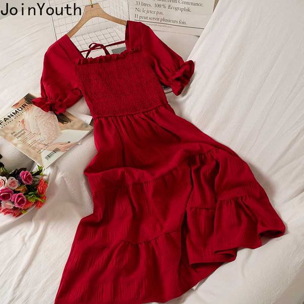 joinyouth korean clothes women dress ruffles lace up vestidos square collar sweet robe high waist solid big swing dresses 7a225, Black;gray
joinyouth korean clothes women dress ruffles lace up vestidos square collar sweet robe high waist solid big swing dresses 7a225, Black;gray