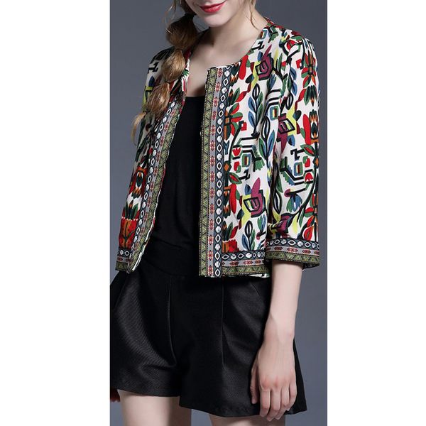 women embroidery printed jacket three-quarter sleeve thin vintage autumn long sleeve coat am0650, Black;brown
women embroidery printed jacket three-quarter sleeve thin vintage autumn long sleeve coat am0650, Black;brown
