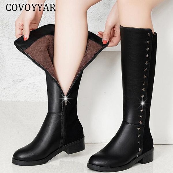 covoyyar 2020 fashion knee high boots women short plush warm winter women riding boots low heel rivet shoes woman black wbs2136
covoyyar 2020 fashion knee high boots women short plush warm winter women riding boots low heel rivet shoes woman black wbs2136
