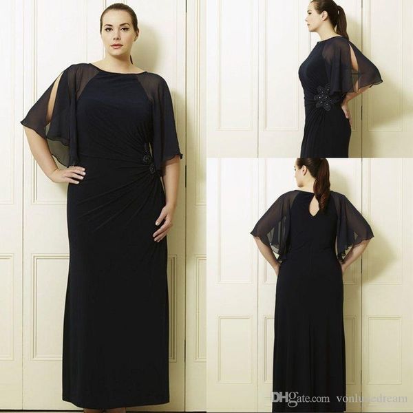 modest navy blue long half sleeves chiffon sheath plus size bridesmaid dress plus size wedding party mother of the bridal dresses, Black;red
modest navy blue long half sleeves chiffon sheath plus size bridesmaid dress plus size wedding party mother of the bridal dresses, Black;red