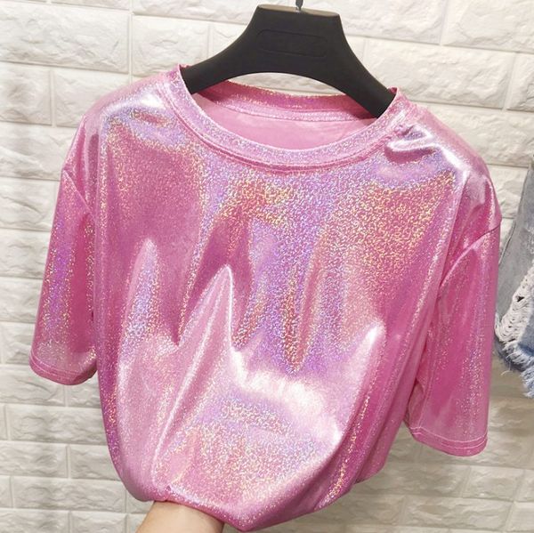 b3890 2019 summer new women fashion casual loose round neck and sparkly reflective short-sleeved t-shirt trend wholesale, White
b3890 2019 summer new women fashion casual loose round neck and sparkly reflective short-sleeved t-shirt trend wholesale, White
