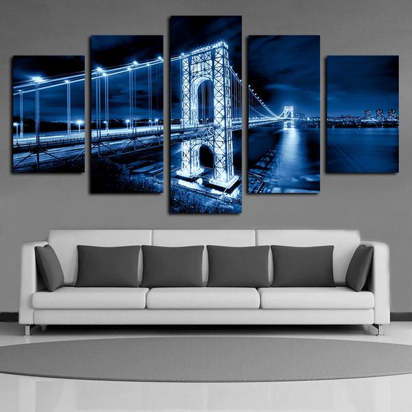 5 panels canvas wall art george washington bridge nightscape poster print on canvas oil painting pictures for living room decor
5 panels canvas wall art george washington bridge nightscape poster print on canvas oil painting pictures for living room decor