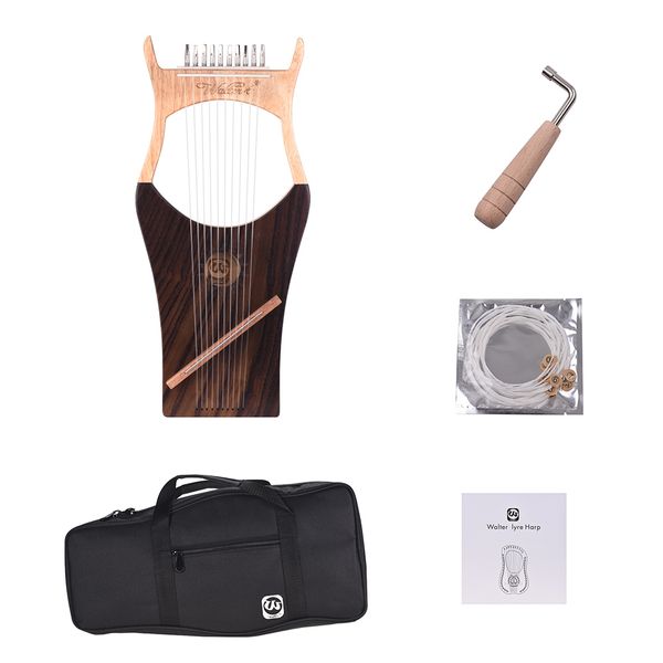 walter.t 10-string wooden lyre harp nylon strings spruce oard beech wood backboard string instrument with carry bag wh03
walter.t 10-string wooden lyre harp nylon strings spruce oard beech wood backboard string instrument with carry bag wh03