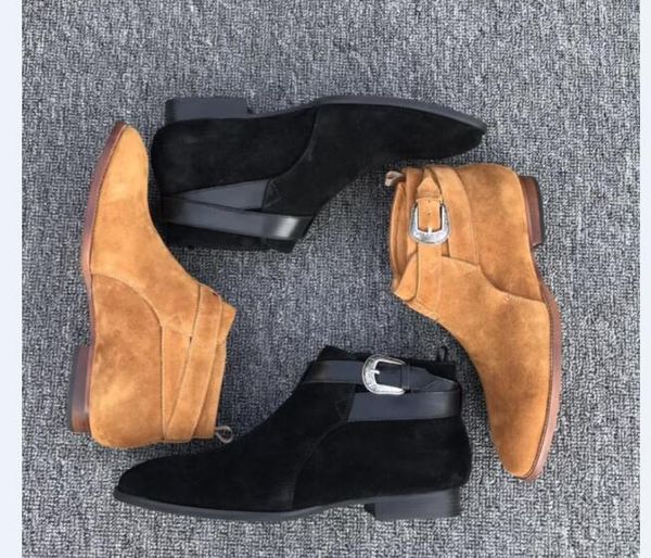 new list genuine leather paris gd qing-zhilong short ankle strap cross metal straps jodhpur catwalk suede boot, Black
new list genuine leather paris gd qing-zhilong short ankle strap cross metal straps jodhpur catwalk suede boot, Black