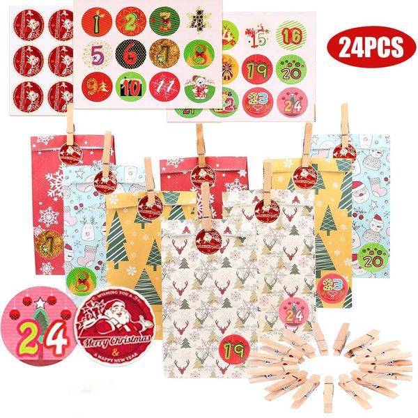 christmas advent calendar paper gift bag candy cake chocolate storage bag with stickers clips ropes for christmas decoration
christmas advent calendar paper gift bag candy cake chocolate storage bag with stickers clips ropes for christmas decoration
