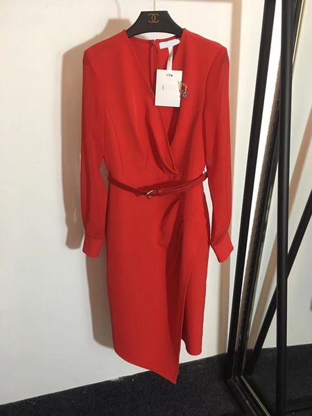2019 pink red v collar long leeve women 039 dre de igner pleat ve tido de fe ta with logo brooch 27829
2019 pink red v collar long leeve women 039 dre de igner pleat ve tido de fe ta with logo brooch 27829