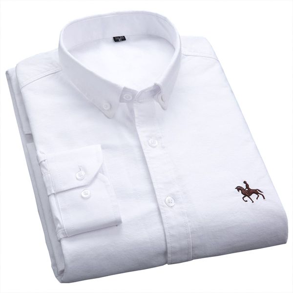 casual oxford men shirts white long-sleeve embroidery slim-fit soft comfortable 100% cotton fabric, White;black
casual oxford men shirts white long-sleeve embroidery slim-fit soft comfortable 100% cotton fabric, White;black