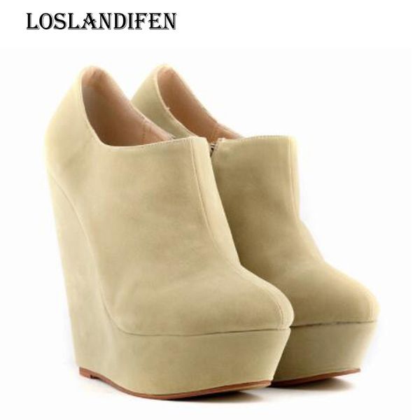 loslandifen plus size 34-42 ladies round toe platform wedge party high heel shoes women suede spring autumn ankle pumps, Black
loslandifen plus size 34-42 ladies round toe platform wedge party high heel shoes women suede spring autumn ankle pumps, Black
