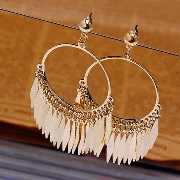 fashion- bohemia big tassels drop dangle golden plated hoop earrings for women jewelry a95g, Golden;silver
fashion- bohemia big tassels drop dangle golden plated hoop earrings for women jewelry a95g, Golden;silver
