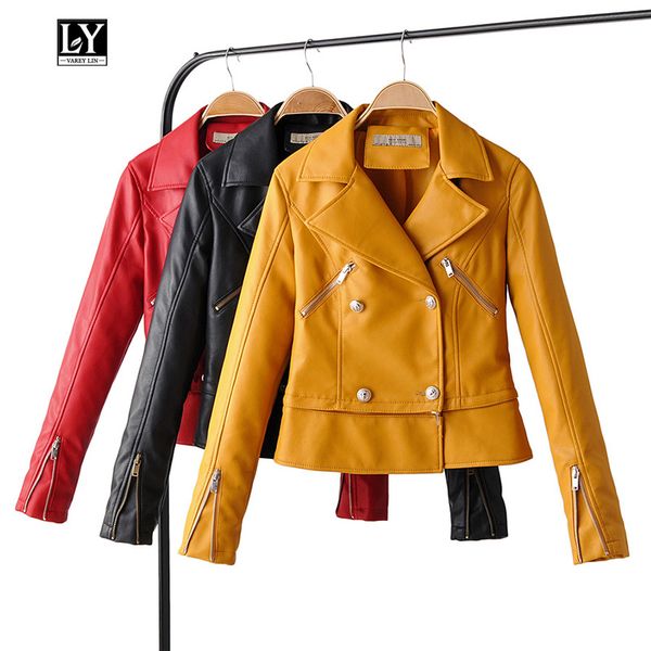ly varey lin autumn women faux leather jacket women pu motorcycle hem detachable casual short jacket turndown collar outerwear, Black
ly varey lin autumn women faux leather jacket women pu motorcycle hem detachable casual short jacket turndown collar outerwear, Black