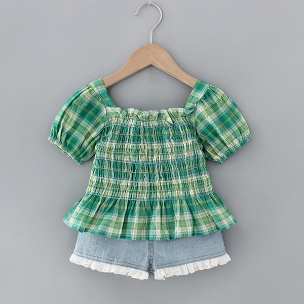 new 2020 baby girls summer clothing green plaid + denim shorts 2pcs outfits girl's plaid shirt denim shorts two-piece set, White
new 2020 baby girls summer clothing green plaid + denim shorts 2pcs outfits girl's plaid shirt denim shorts two-piece set, White
