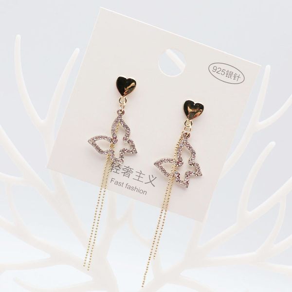 s925 silver needle long crystal tassel gold color butterfly dangle earrings for women wedding drop earing fashion jewelry gifts
s925 silver needle long crystal tassel gold color butterfly dangle earrings for women wedding drop earing fashion jewelry gifts