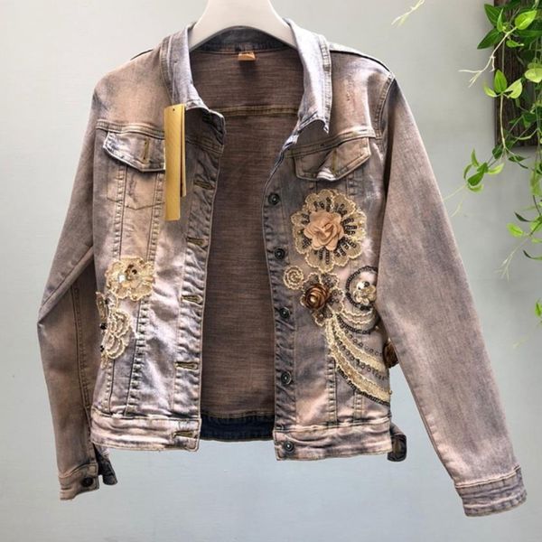 2019 spring fashion heavy sequins jeans coat three-dimensional flower beaded elastic denim jacket women, Black;brown
2019 spring fashion heavy sequins jeans coat three-dimensional flower beaded elastic denim jacket women, Black;brown