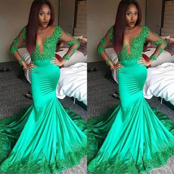 2020 amazing green african evening party dreses mermaid long illusion sleeves satin lace prom party pageant dress long, Black;red
2020 amazing green african evening party dreses mermaid long illusion sleeves satin lace prom party pageant dress long, Black;red