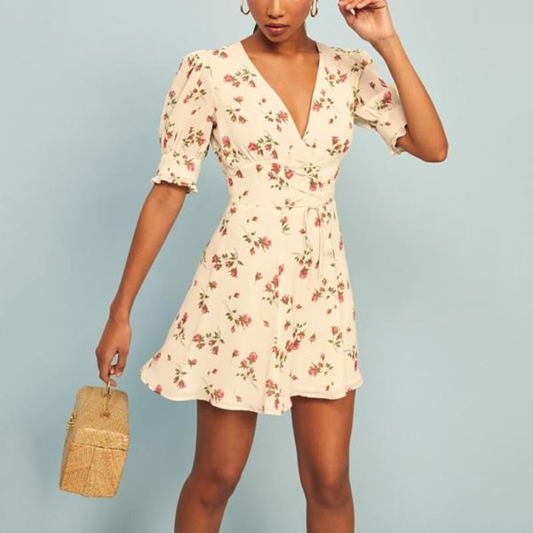 women v neck floral mini dress vintage spring summer women short sleeve lace up elegant party dresses ladies, White;black 
women v neck floral mini dress vintage spring summer women short sleeve lace up elegant party dresses ladies, White;black