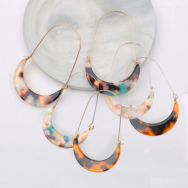 new fashion tortoise color leopard print acrylic acetic acid sheet geometric moon long drop earrings for women, Silver
new fashion tortoise color leopard print acrylic acetic acid sheet geometric moon long drop earrings for women, Silver
