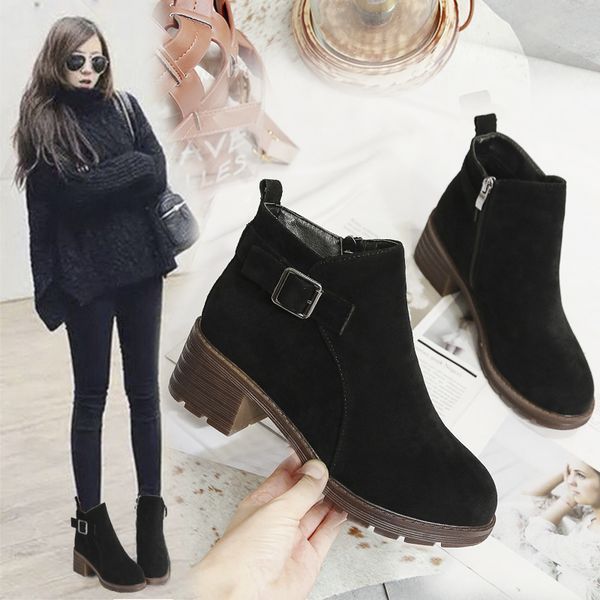 white ankle boots boots-women chunky heel round toe booties woman 2019 high heels winter shoes for women luxury designer zipper, Black
white ankle boots boots-women chunky heel round toe booties woman 2019 high heels winter shoes for women luxury designer zipper, Black