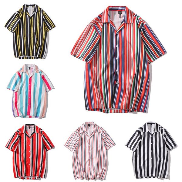 man woman hawaiian beach shirt men's hip hop leisure stripe personality printing short sleeves, White;black
man woman hawaiian beach shirt men's hip hop leisure stripe personality printing short sleeves, White;black